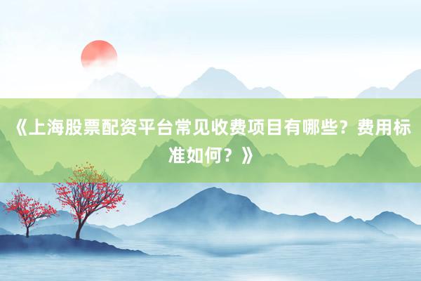 《上海股票配资平台常见收费项目有哪些？费用标准如何？》