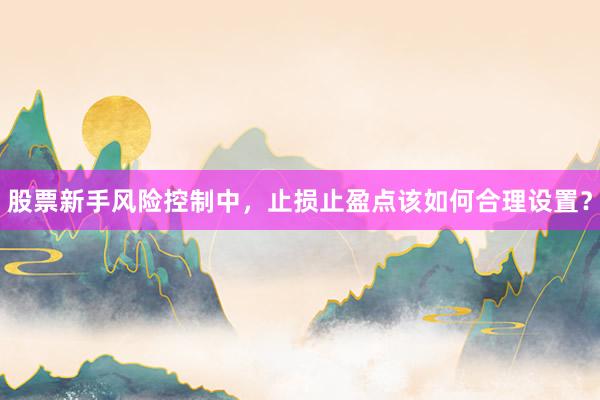 股票新手风险控制中，止损止盈点该如何合理设置？