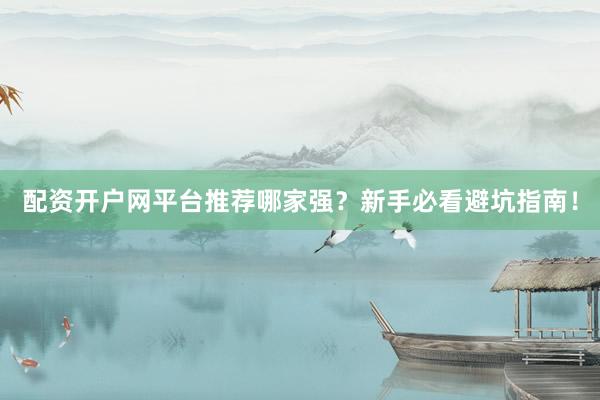 配资开户网平台推荐哪家强？新手必看避坑指南！