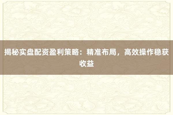 揭秘实盘配资盈利策略：精准布局，高效操作稳获收益